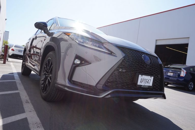 front of lexus f sport black grill and detailing